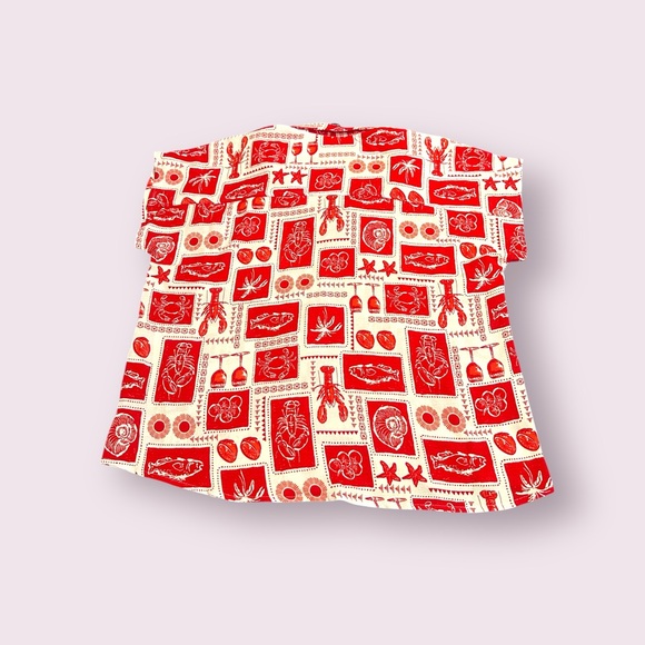 Kathy Ireland Red and White Nautical Lobster Seafood Patterned Shirt - Picture 7 of 7